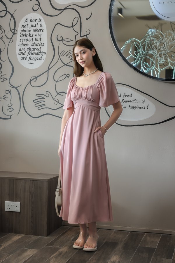 *TPZ* EMPIRE FLUTTER MAXI IN DUSTY PINK