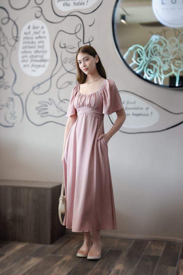 *TPZ* EMPIRE FLUTTER MAXI IN DUSTY PINK