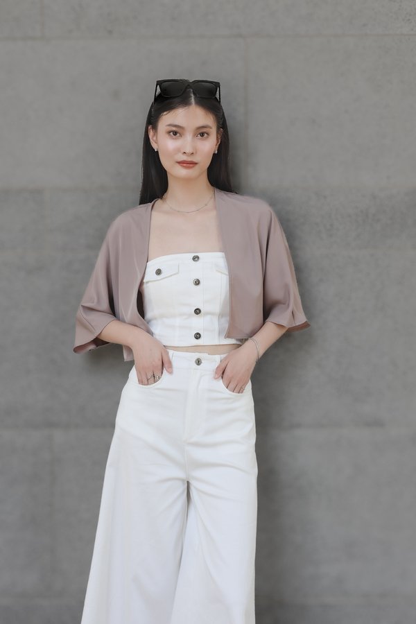 *TPZ* IKIGAI CROPPED KIMONO IN MAUVE TAUPE (135)