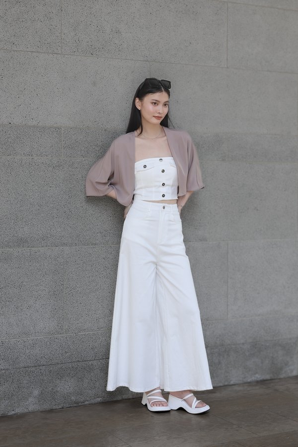 *TPZ* IKIGAI CROPPED KIMONO IN MAUVE TAUPE (135)