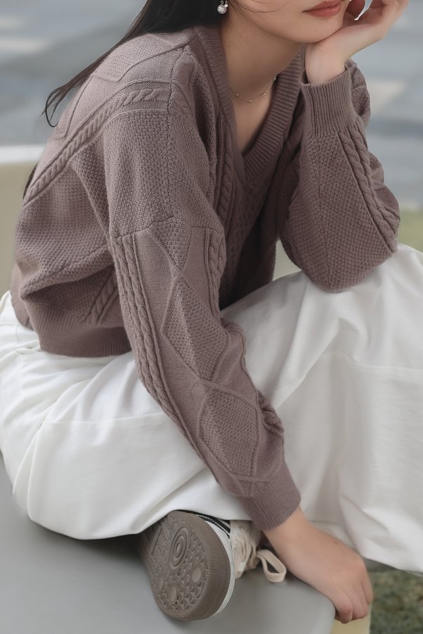 *TPZ* ZARIA KNIT PULLOVER TOP 2.0 IN TRUFFLE BROWN