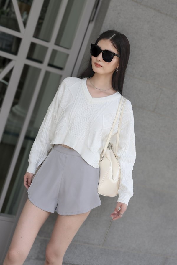 *TPZ* ZARIA KNIT PULLOVER TOP 2.0 IN WHITE