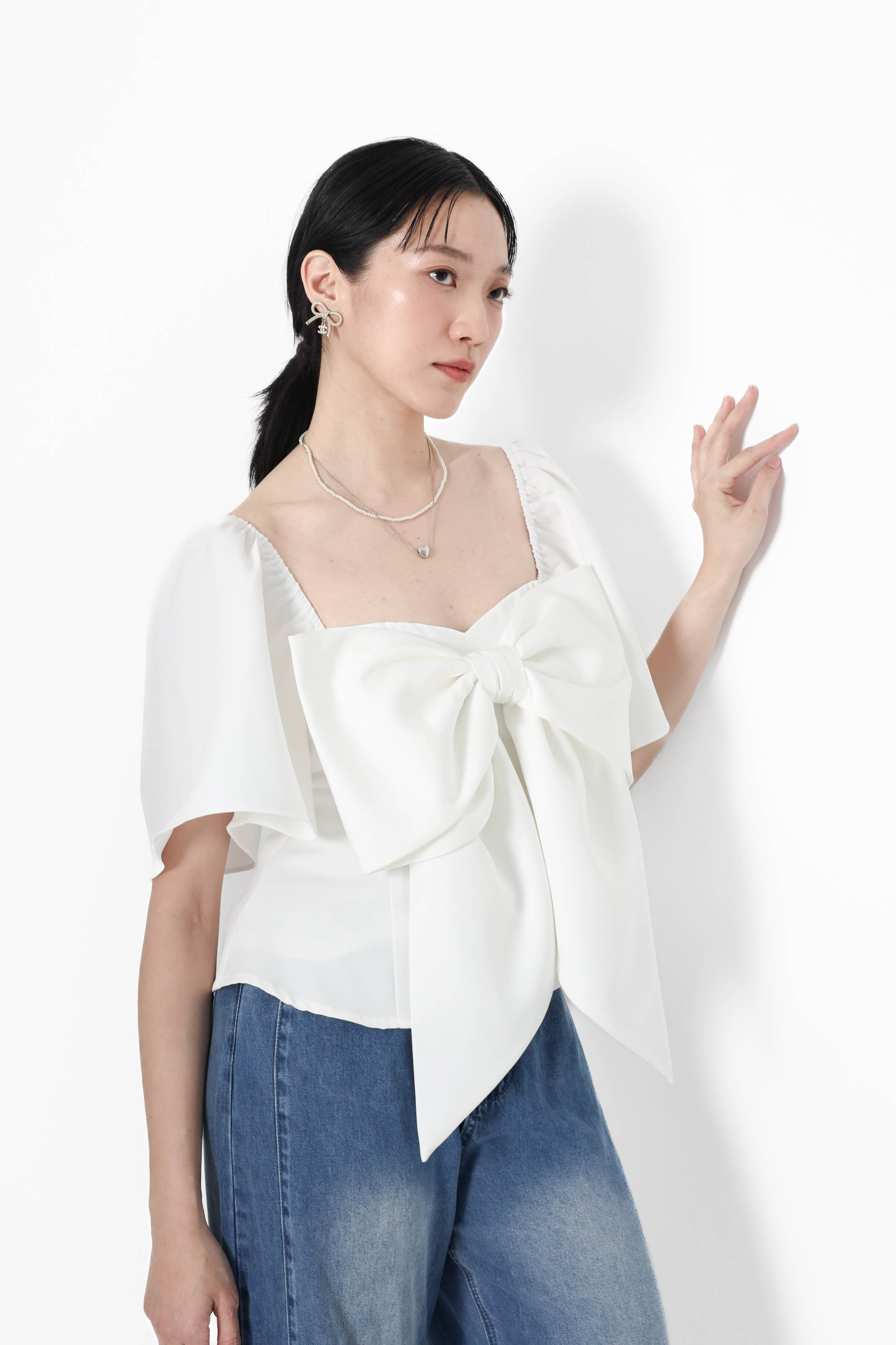 Bicolor ribbon tops white andmary② Bicolor ribbon tops