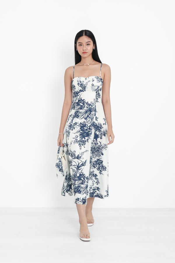 (PREORDER) *TPZ* ALLURE FLOWY MAXI DRESS IN FRENCH BLUE TOILE