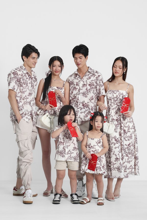 (PREORDER) *TPZ* DREMY UNISEX SHORT SLEEVES SHIRT IN TOILE DE HAPPINESS IVORY WINE