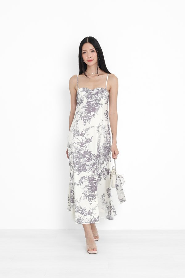 *TPZ* ALLURE FLOWY MAXI DRESS IN GREY LAVENDE TOILE