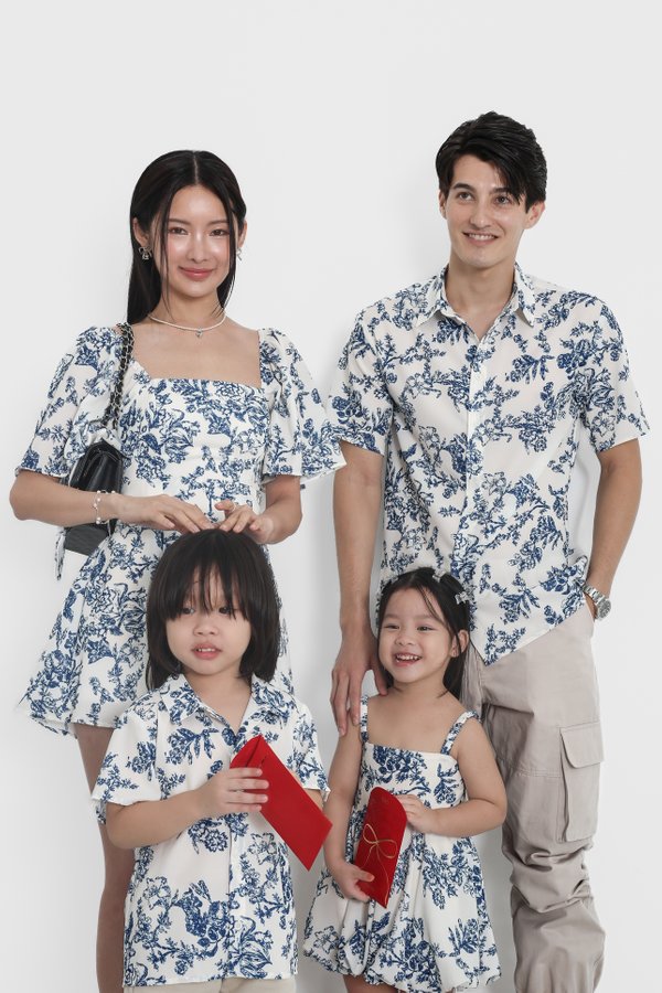 *TPZ* DREMY UNISEX SHORT SLEEVES SHIRT IN TOILE DE HAPPINESS FRENCH BLUE