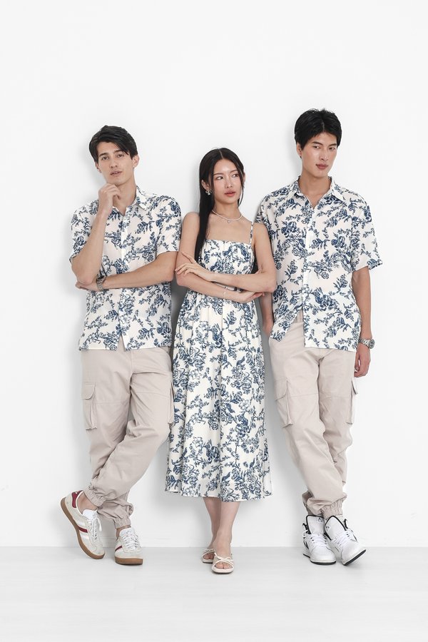 (PREORDER) *TPZ* DREMY UNISEX SHORT SLEEVES SHIRT IN TOILE DE HAPPINESS FRENCH BLUE