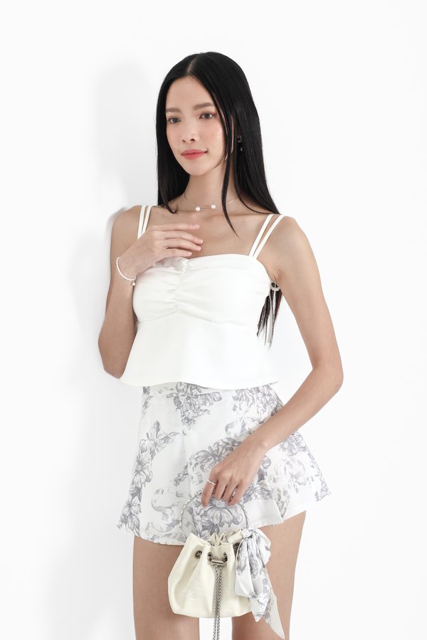 (PREORDER) *TPZ* FORTUNA HIGH WAISTED SHORTS IN TOILE DE AFFINITY GREY LAVENDE