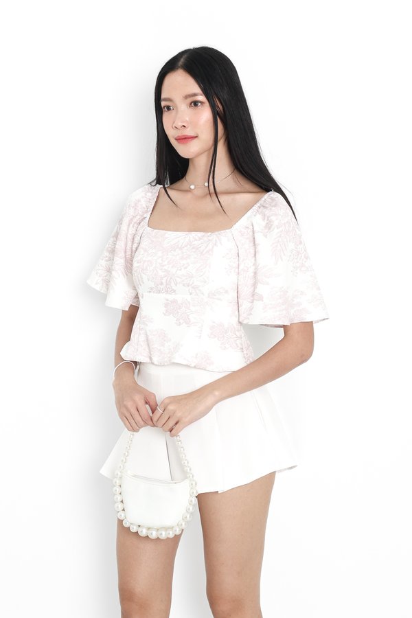 (PREORDER) *TPZ* BLAIR FLUTTER SLEEVES TOP IN SOFT PINK TOILE