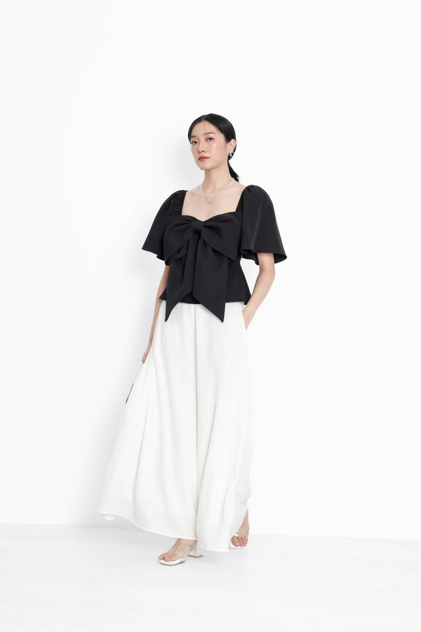 (PREORDER) *TPZ* TESSA BIG RIBBON FLUTTER SLEEVES TOP IN BLACK