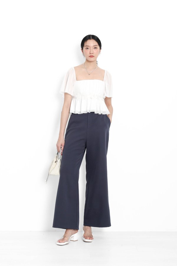 (PREORDER) *TPZ* ROSA HIGH WAISTED PANTS (PETITE) IN GUNMETAL BLUE