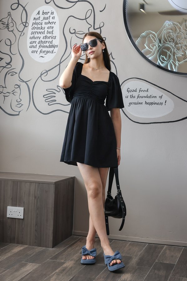 *TPZ* MINI DIARA FLUTTER SLEEVES DRESS IN BLACK