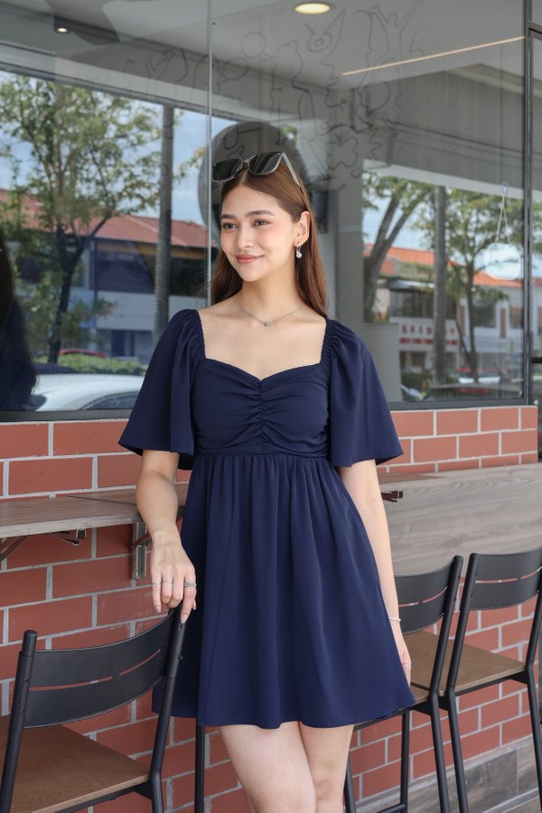 *TPZ* MINI DIARA FLUTTER SLEEVES DRESS IN NAVY