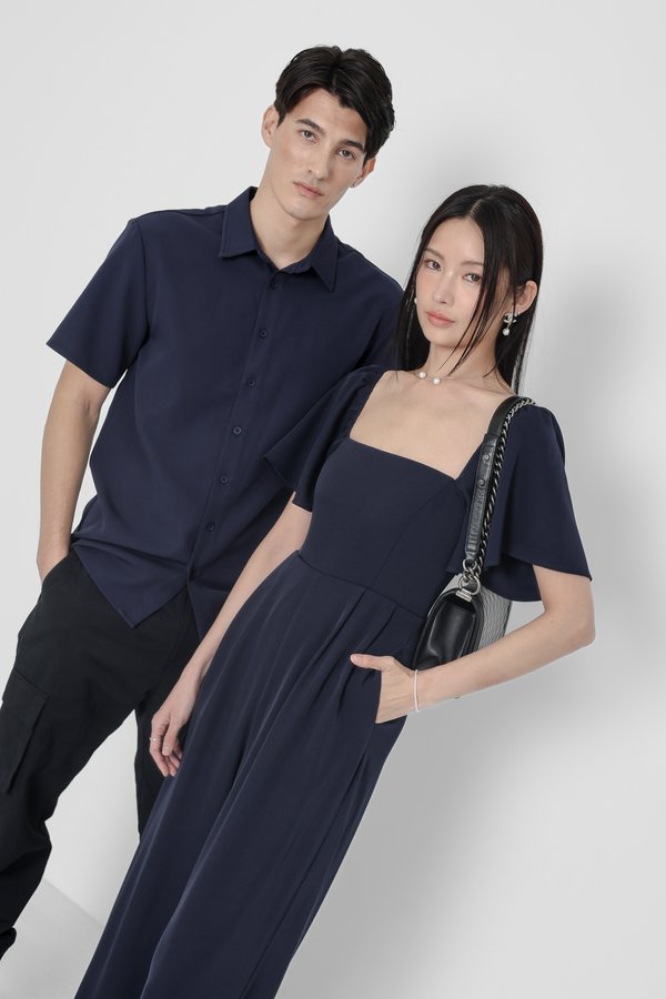 (PREORDER) *TPZ* ZEMY UNISEX SHORT SLEEVES SHIRT IN NAVY