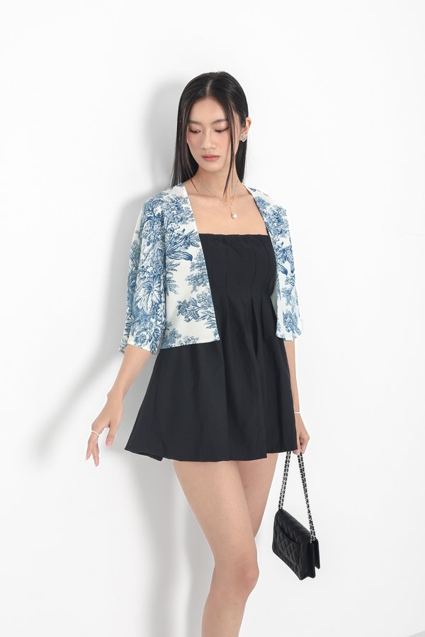 *TPZ* IKIGAI CROPPED KIMONO IN FRENCH BLUE TOILE