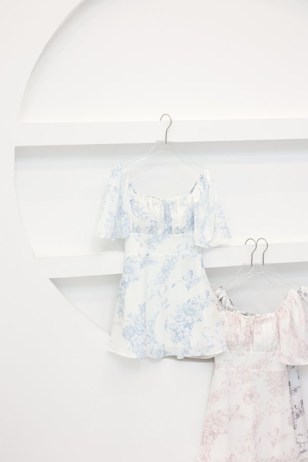 *TPZ* DESSA FLUTTER SLEEVES DRESS ROMPER WITH DETACHABLE SHORTS IN TOILE DE AFFINITY BABY BLUE