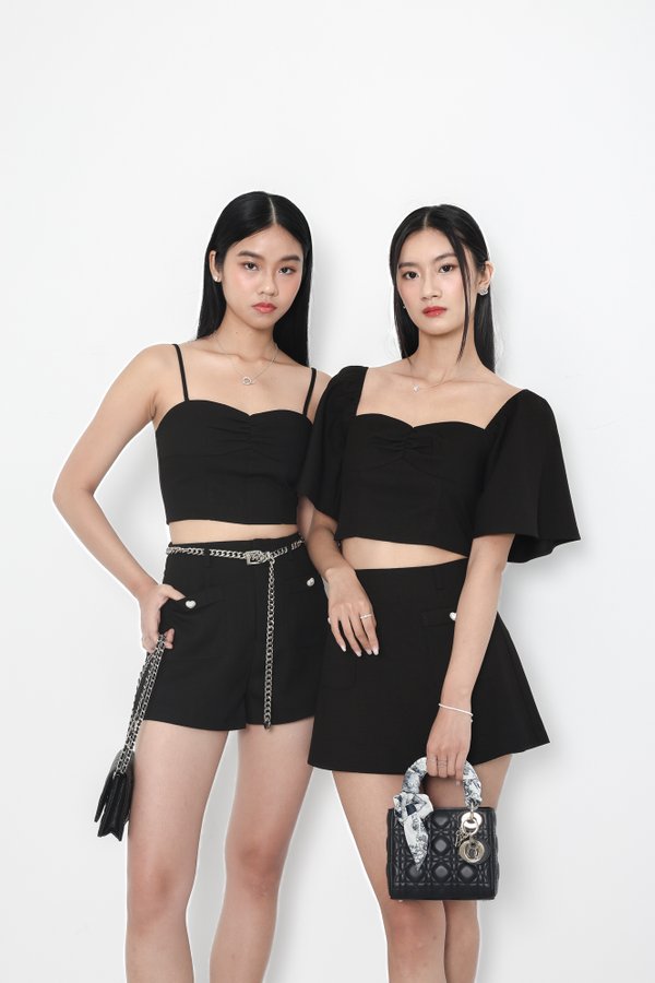 *TPZ* ELARA TWEED CROP TOP IN BLACK