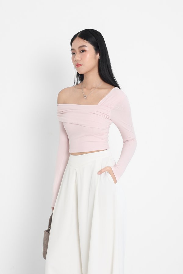 (PREORDER) *TPZ* PERFECT ON SHOULDER LONG SLEEVES TOP IN ICE PINK