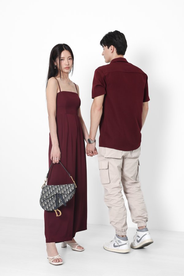 *TPZ* ERIN PADDED JUMPSUIT IN BURGUNDY