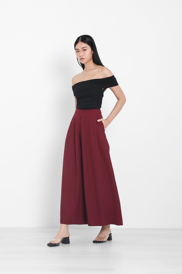 *TPZ* CAYNA HIGH WAISTED CONTOURED PANTS (REGULAR) IN WINE