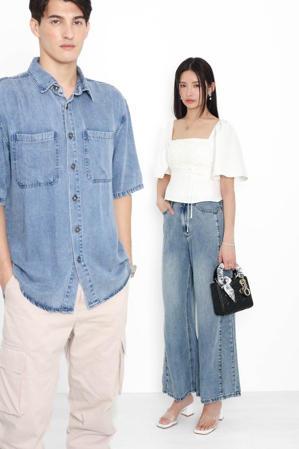 (PREORDER) *TPZ* PEAK SIDE PANEL TENCEL JEANS (PETITE) IN MID WASH