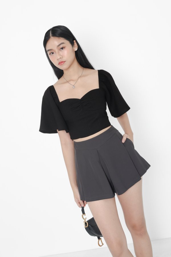 *TPZ* HEYLA HIGH WAISTED CONTOURED SHORTS IN GUNMETAL OAK