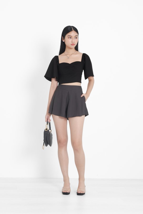 *TPZ* HEYLA HIGH WAISTED CONTOURED SHORTS IN GUNMETAL OAK