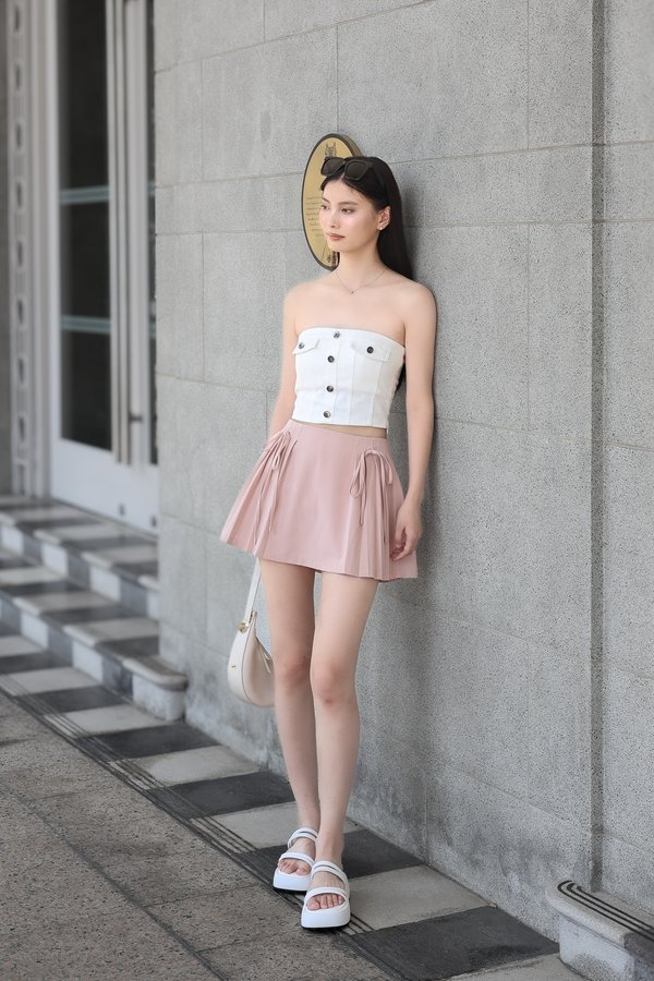 *TPZ* EMERY DENIM PADDED TOP IN WHITE