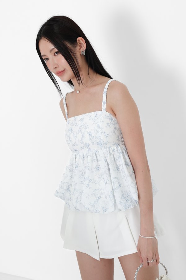 *TPZ* BUBBLE SCRUNCHIE TOP IN TOILE DE RIBBON IN BABY BLUE