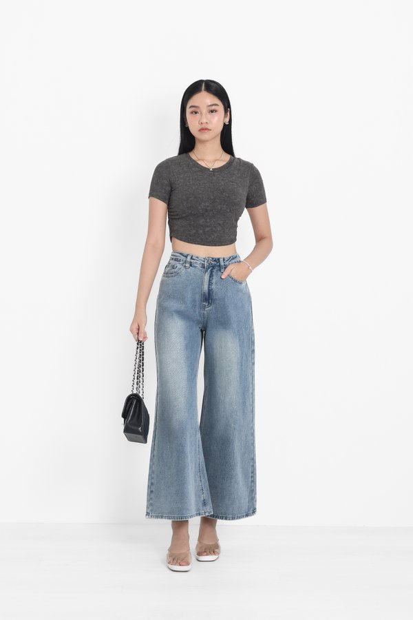 (PREORDER) *TPZ* CHANTEL SILVER TONE METAL STUDS JEANS (PETITE) IN MID WASH