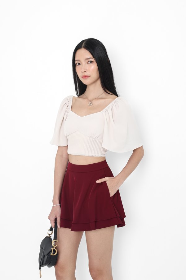 *TPZ* CLARE SWEETHEART PLEATED TOP IN IVORY PEARL