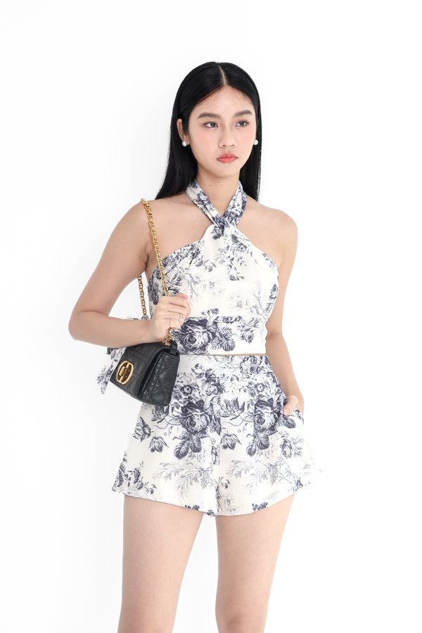 (PREORDER) *TPZ* TIA HIGH WAISTED SHORTS IN TOILE DE FORTUNE GREY LAVENDE