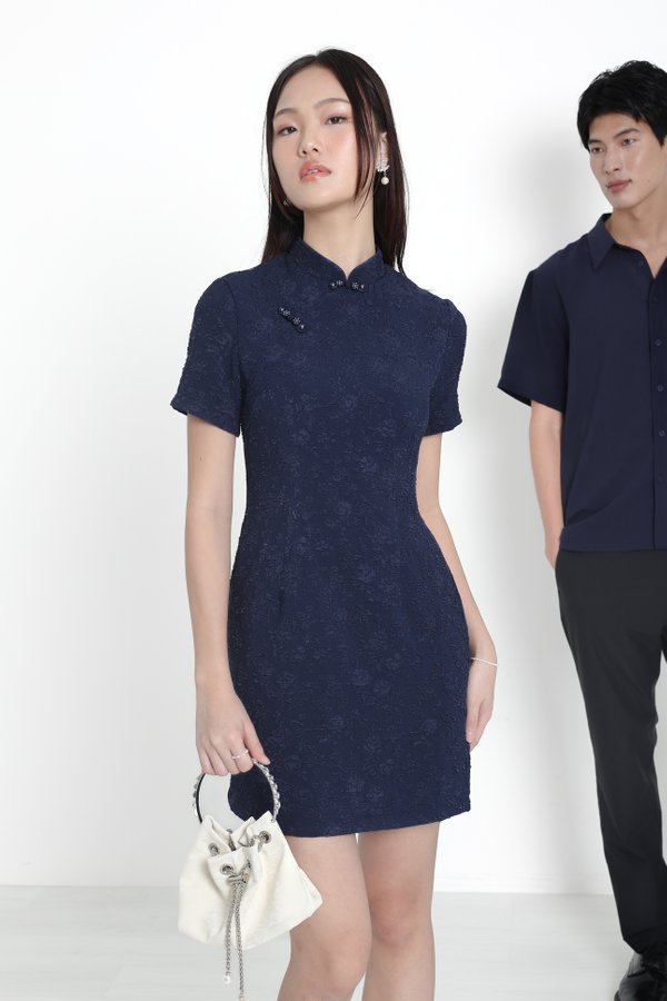 *TPZ* CELESTIAL SLEEVES CHEONGSAM IN NAVY