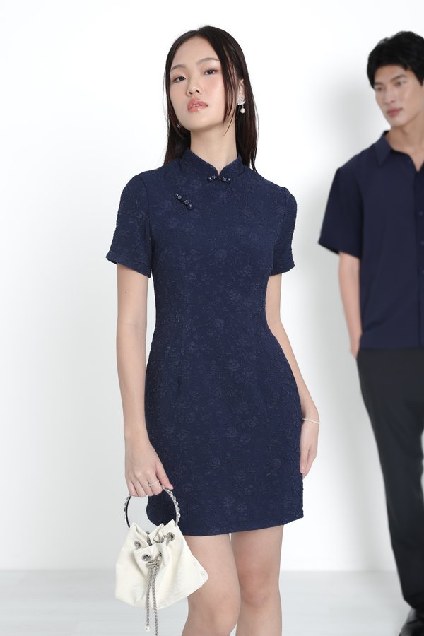 *TPZ* CELESTIAL SLEEVES CHEONGSAM IN NAVY