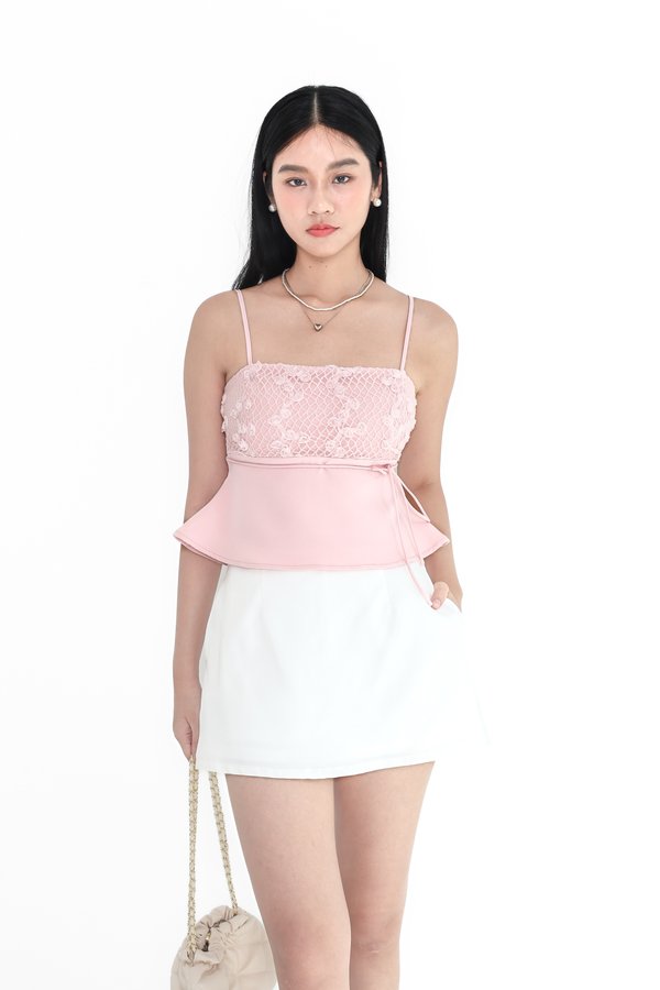 *TPZ* ETERNAL ROSE LACE SLEEVELESS TOP IN ICE PINK