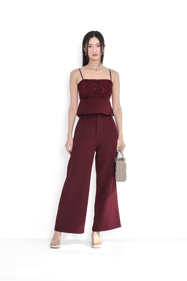 *TPZ* ROSA HIGH WAISTED PANTS (REGULAR) IN BURGUNDY