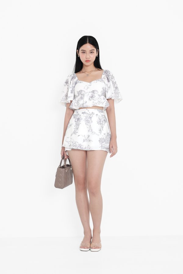 (PREORDER) *TPZ* FAYE SIDE TIERED SKORTS IN TOILE DE AFFINITY GREY LAVENDE