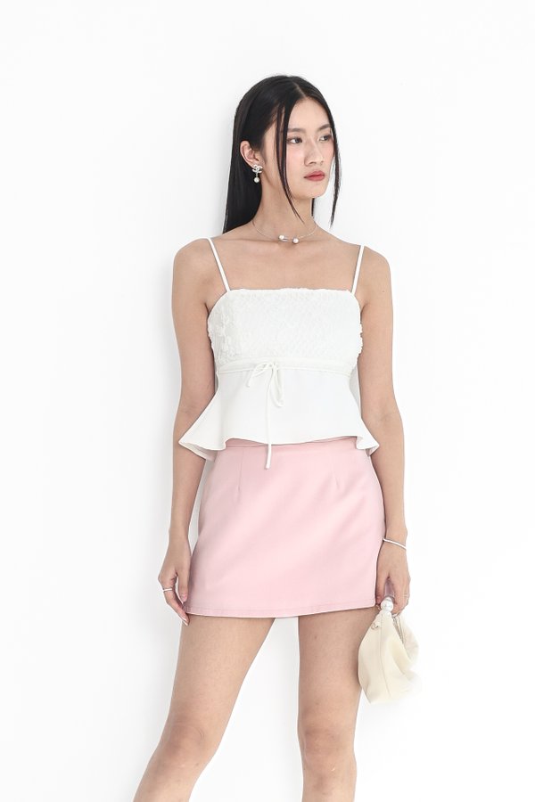 *TPZ* AMARA A-LINE HIGH WAISTED SKORTS (PETITE) IN ICE PINK