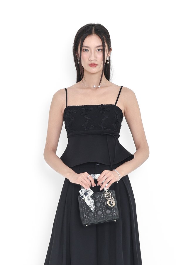 *TPZ* ETERNAL ROSE LACE SLEEVELESS TOP IN BLACK