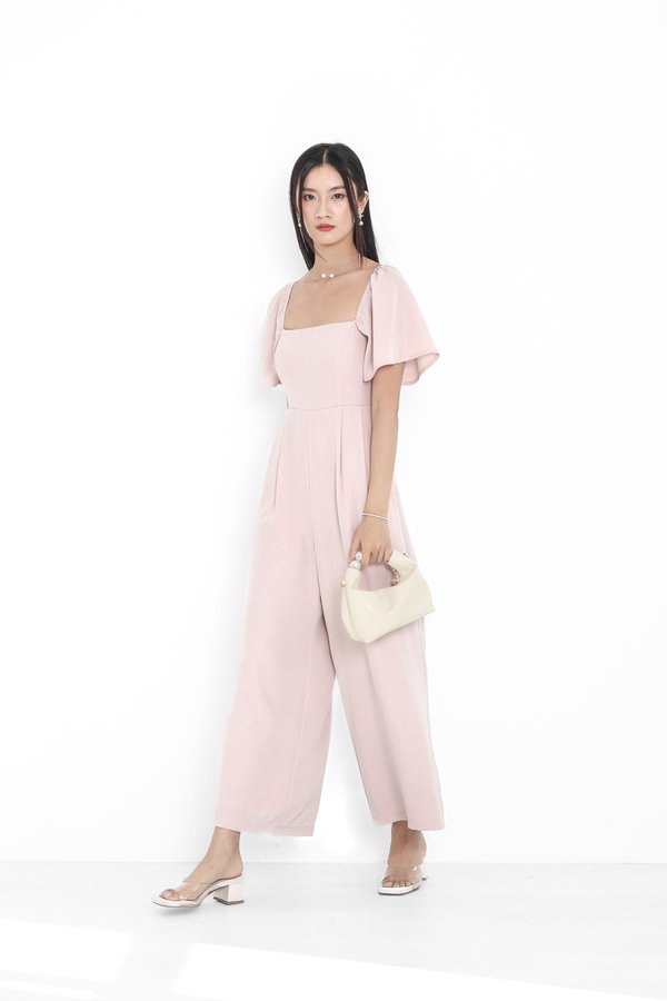 (PREORDER) *TPZ* VENNA FLUTTER SLEEVES JUMPSUIT (PETITE) IN MELODY PINK