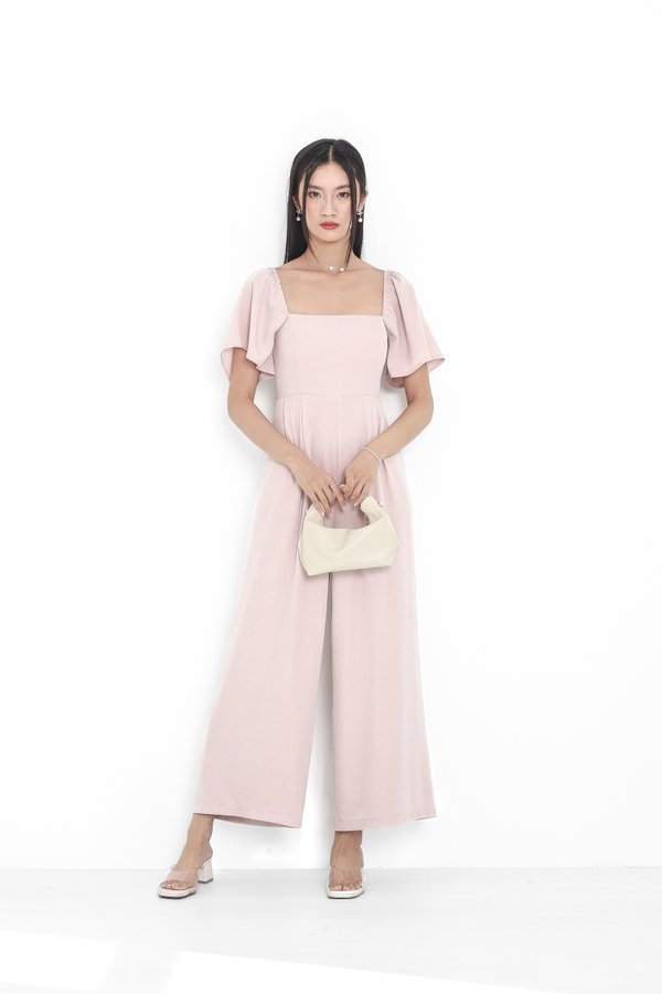 *TPZ* VENNA FLUTTER SLEEVES JUMPSUIT (REGULAR) IN MELODY PINK