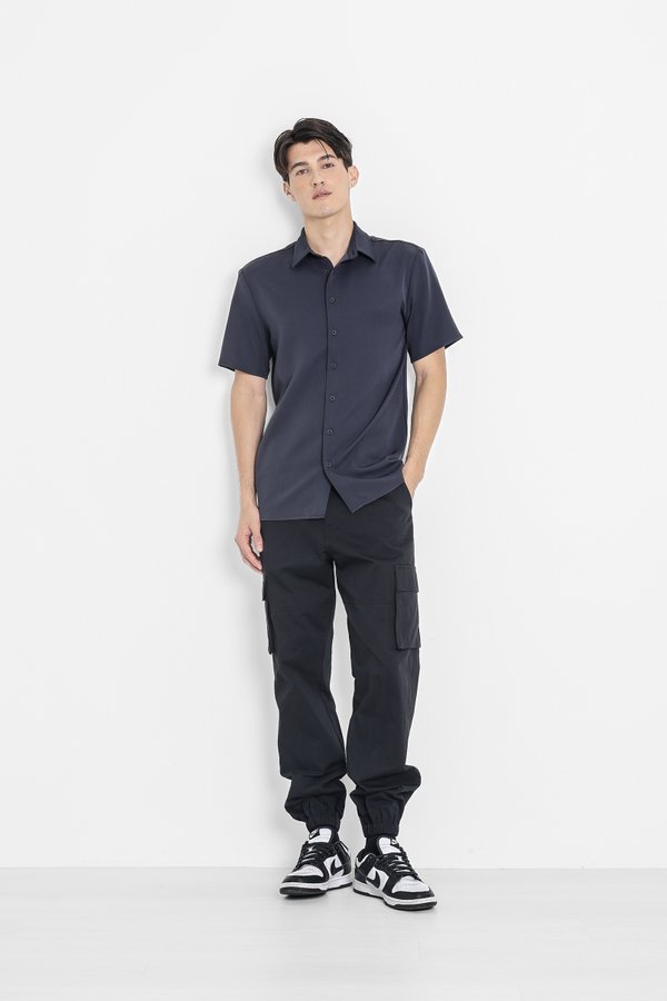 (PREORDER) *TPZ* ZEMY UNISEX SHORT SLEEVES SHIRT IN GUNMETAL BLUE