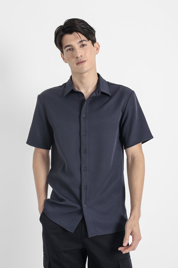 (PREORDER) *TPZ* ZEMY UNISEX SHORT SLEEVES SHIRT IN GUNMETAL BLUE