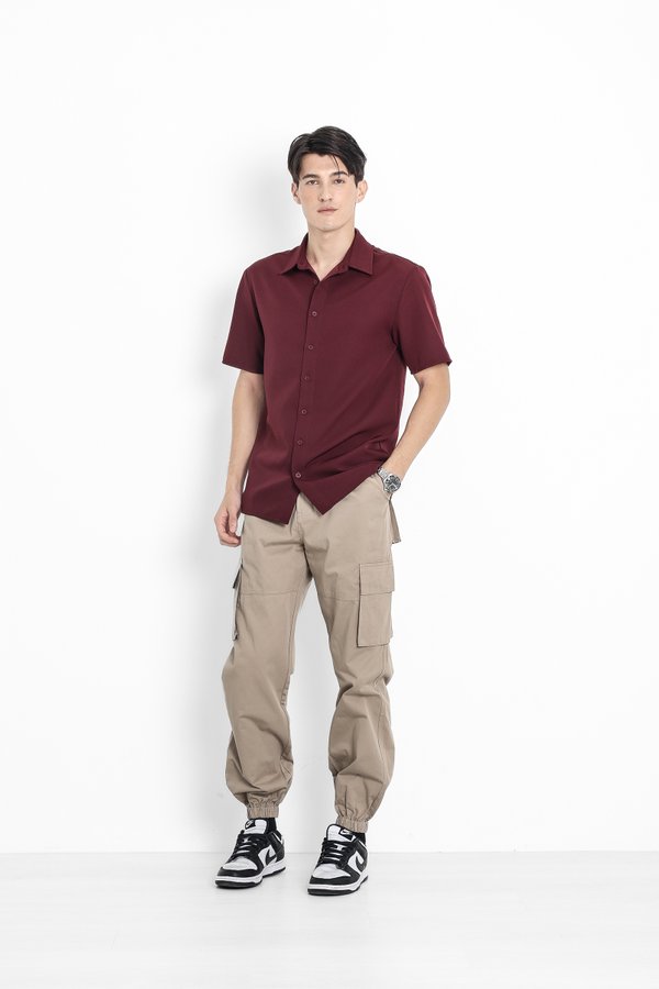 *TPZ* ZEMY UNISEX SHORT SLEEVES SHIRT IN BURGUNDY