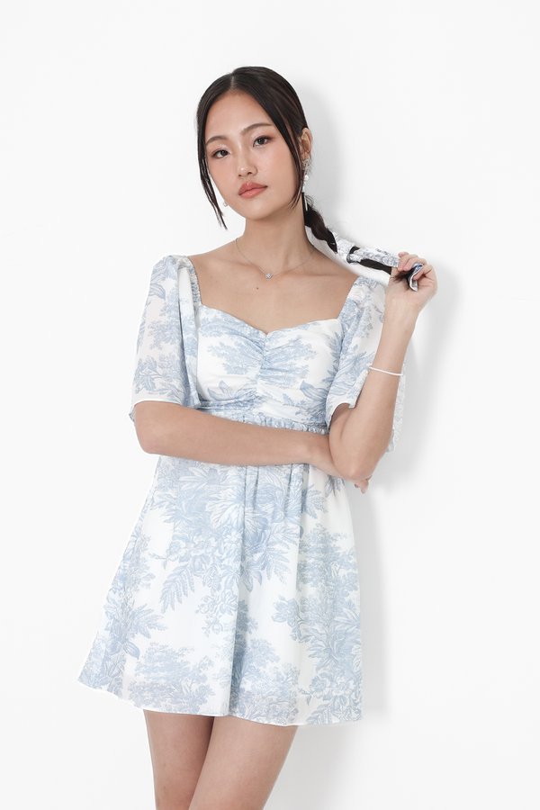 *TPZ* MINI DIARA FLUTTER SLEEVES DRESS IN BABY BLUE TOILE