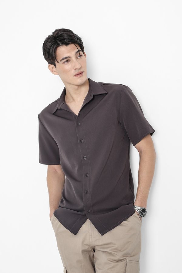 (PREORDER) *TPZ* ZEMY UNISEX SHORT SLEEVES SHIRT IN GUNMETAL LAVENDER