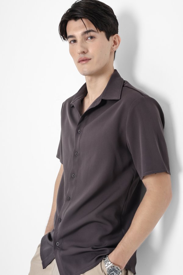 (PREORDER) *TPZ* ZEMY UNISEX SHORT SLEEVES SHIRT IN GUNMETAL LAVENDER