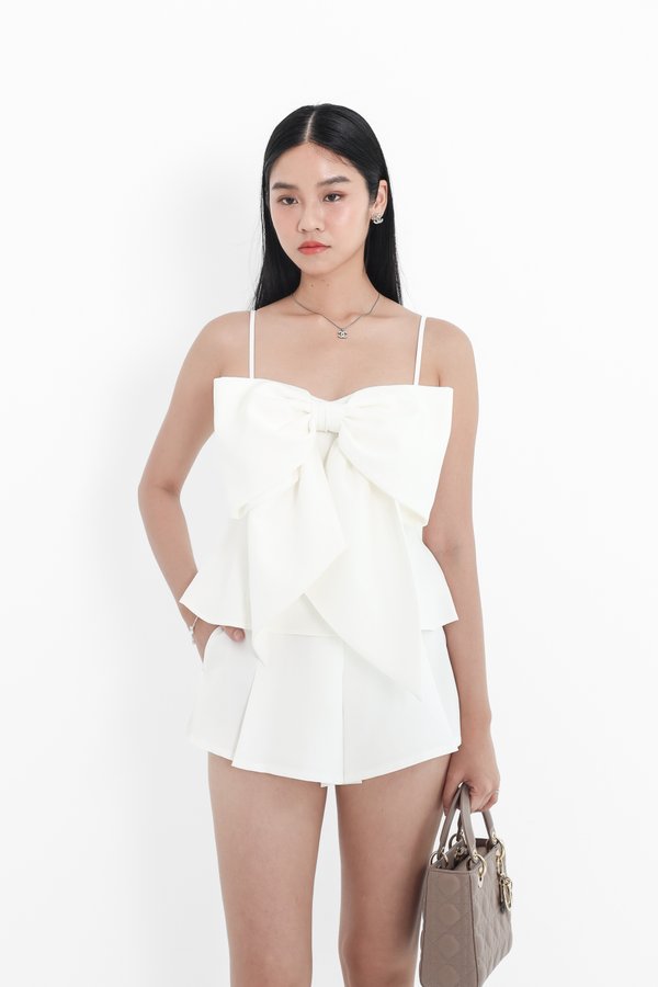 *TPZ* TESSA BIG RIBBON SLEEVELESS TOP IN WHITE