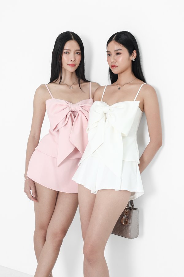 *TPZ* TESSA BIG RIBBON SLEEVELESS TOP IN ICE PINK